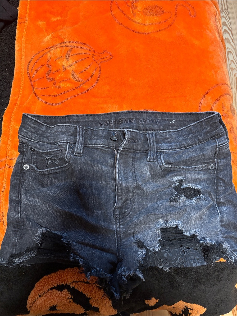 American Eagle Outfitters Black Distressed Denim Shorts